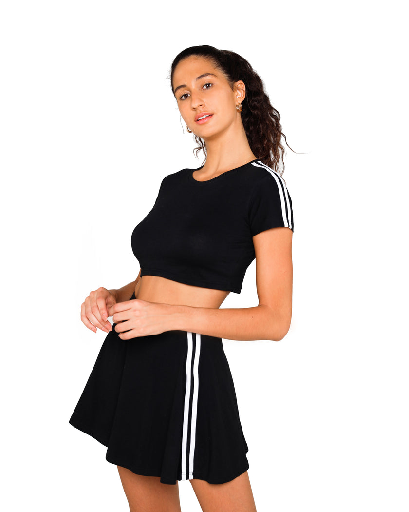 Tennis top&skirt set with stripes